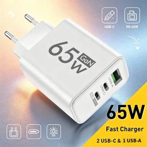 새로운 65W 고속 충전 USB 타입-C 충전기 (미국/EU 플러그) USB PD 퀵차지 3.0 여행용 벽걸이 휴대폰 충전 어댑터 (아이폰, 삼성용)