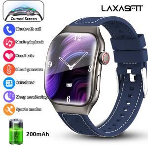 LAXASFIT 새로운 곡선 스크린 여성용 스마트 시계 2.01 ''AMOLED HD 터치 스크린 블루투스 5.3 음성 통화 남성용 피트니스 스마트 시계