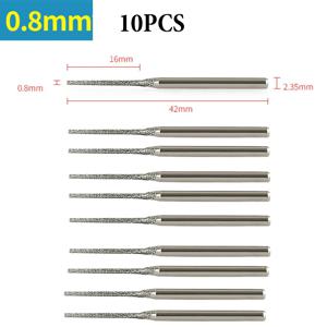 유리 옥 호박 보석 타일 돌 드릴링을 위한 2.35mm 샹크가 있는 10PCS 0.8-2.5mm 다이아몬드 드릴 비트