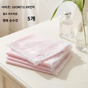 경량 5Pcs 결혼식 축복 손수건 부드러운 패브릭 레이스 트림 손수건 32CM/12.59IN 부모와 친구를 위한 선물