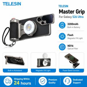 텔레신 갤럭시 S26 울트라 마그네틱 카메라 그립 (3200mAh 배터리, ND16 필터, 필 라이트 포함)