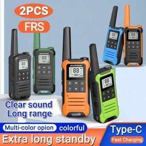 2PCS Baofeng F22 Legal FRS 446MHz 워키토키 미니 사이즈 Type-C 충전 장거리 양방향 라디오(가족 사업용)