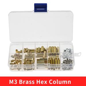 PCB 보드용 황동 육각 기둥 스탠드 오프 지지 스페이서 기둥, M3 나사 너트, 수 암, 120 개