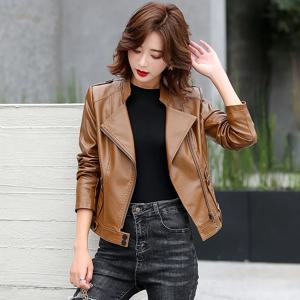 M-5XL 새로운 봄 2026 여성 가죽 자켓 패션 솔리드 컬러 짧은 양모 가죽 자켓 스타일 여성 탑스
