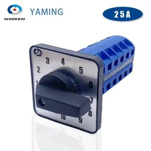 LW26-25 로터리 캠 스위치 패널 Ui 690V 25A 6 극, 용접기 10 포지션 실버 컨택트, 64x64mm