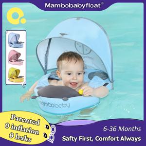Mambobaby 유아용 양산이있는 아기 수영 플로트 비 팽창 식 수영장 액세서리 어린이 야외 놀이 물 허리 플로터