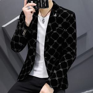 남성용 럭셔리 코듀로이 캐주얼 슬림 정장 재킷, 비즈니스 소셜 오피스 드레스 코트, 스트리트웨어 재킷, 남성 의류, 2022 가을