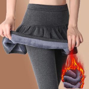 여성 플리츠 스커트 레깅스 두꺼운 플러시 겨울 따뜻한 바지 열 꽉 바지 레깅스 Pantalones streetwear 4xl