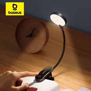 Baseus LED 클립 테이블 램프 무단 디밍이 가능한 무선 책상 램프 터치 USB 충전식 독서 등 LED 야간 조명 노트북 램프