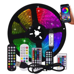 5V USB RGB LED 스트립 빛 원격 제어 5050 30LED/m 5m 10m 조명 테이프 TV 백라이트 홈 인테리어 0.5/1/2/3m 블랙 PCB