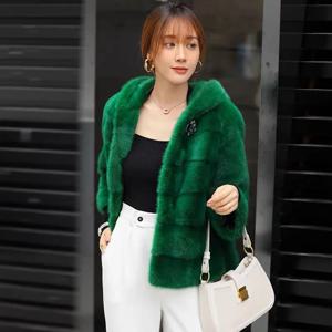 여성용 진짜 밍크 모피 재킷, 100% 진짜 후드 밍크 모피, 따뜻하고 세련된 겨울