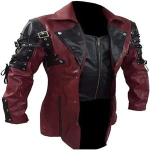 새로운 Steampunk 남자 고딕 트렌치 코트 가죽 자켓 펑크 스타일 바이커 Jacke 가을 겨울 Motocycle 자켓