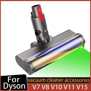 다이슨 V7 V8 V10 V11 V15 V10 슬림 무선 진공청소기용 업그레이드된 소프트 브러시 헤드 (녹색 LED 라이트 포함, 가정용)