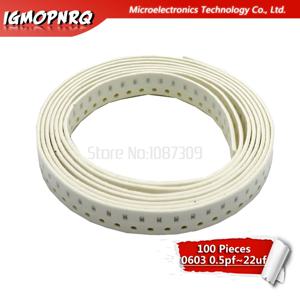 SMD 두꺼운 필름 IGMOPNRQ 칩 다층 세라믹 캐패시터, 0603 50V, 0.5pF-22uF 10NF 100NF 1UF 2.2UF 4.7UF 10UF 1PF 6PF, 100 개