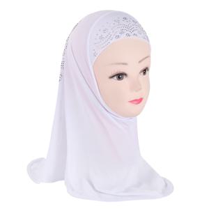 H360, 큐빅 장식이 달린 귀엽고 심플한 작은 사이즈의 히잡, 사랑스러운 스카프, 모자, 아기용 모자. 2~6세 여아에게 적합합니다.