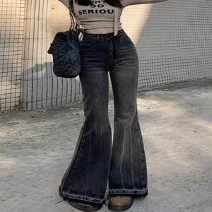 버 에지 디자인 빈티지 플레어 청바지 하이 웨스트 한국 캐주얼 스키니 데님 바지 새로운 여성 streetwear strecth 부츠 컷 vaqueros