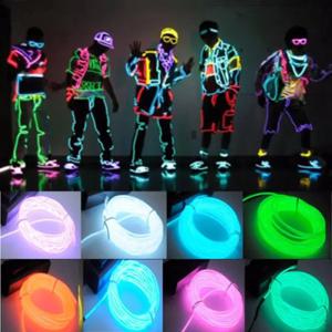 글로우 EL 와이어 케이블 LED 네온 크리스마스 댄스 파티 DIY 의상 의류 빛나는 자동차 조명 장식 의류 공 레이브 1m/3m/5m