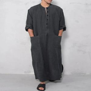남성용 단추 무슬림 주바 토브, 이슬람 카프탄 아바야, 파키스탄, 사우디 아라비아 Djellaba, 긴팔, 루즈 원피스 MY950, 신상