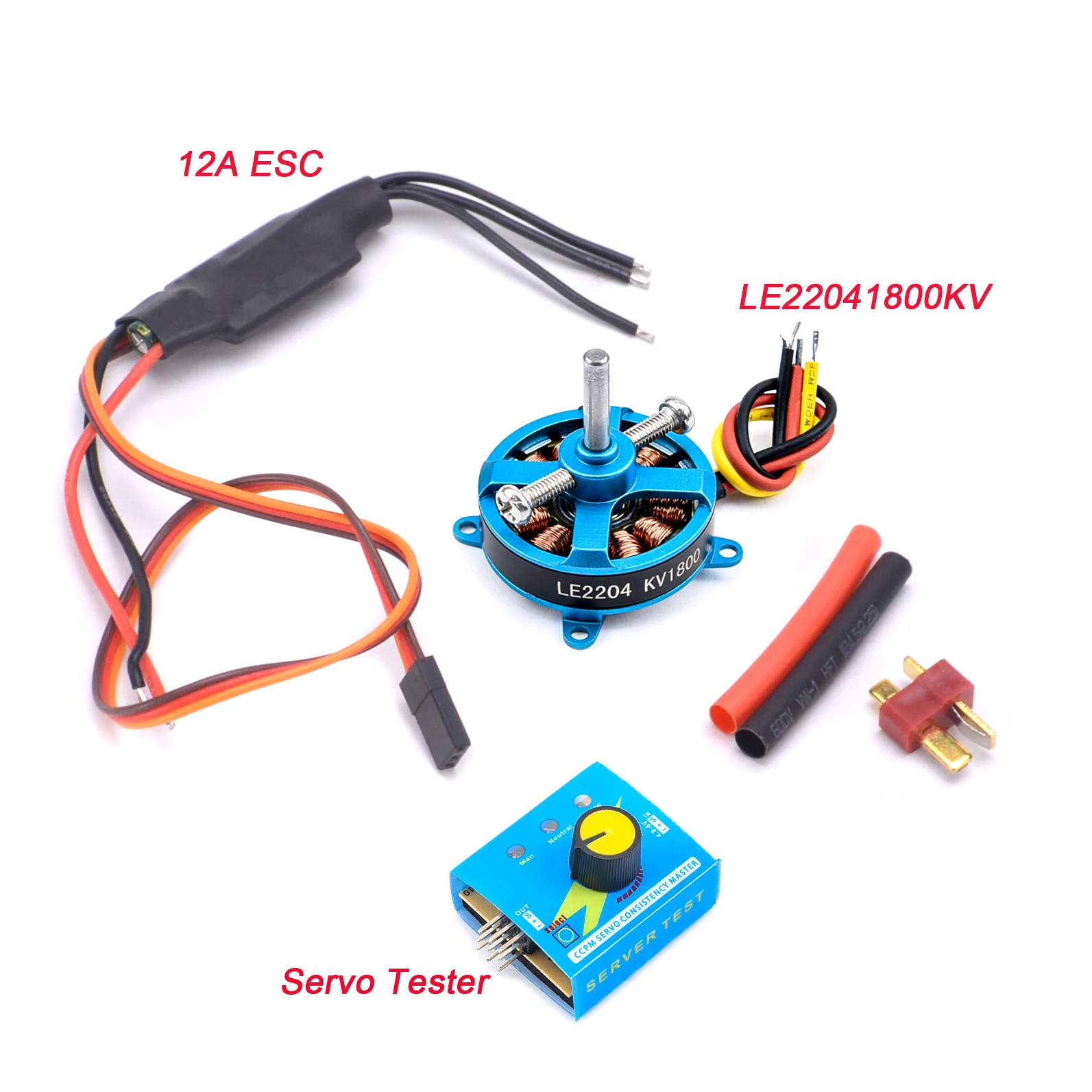 고전력 비행기 LE2204 1800KV 모터 12A RC 고정익 비행기 비행기 KT F3P RC 부품 용 ESC 서보 테스터