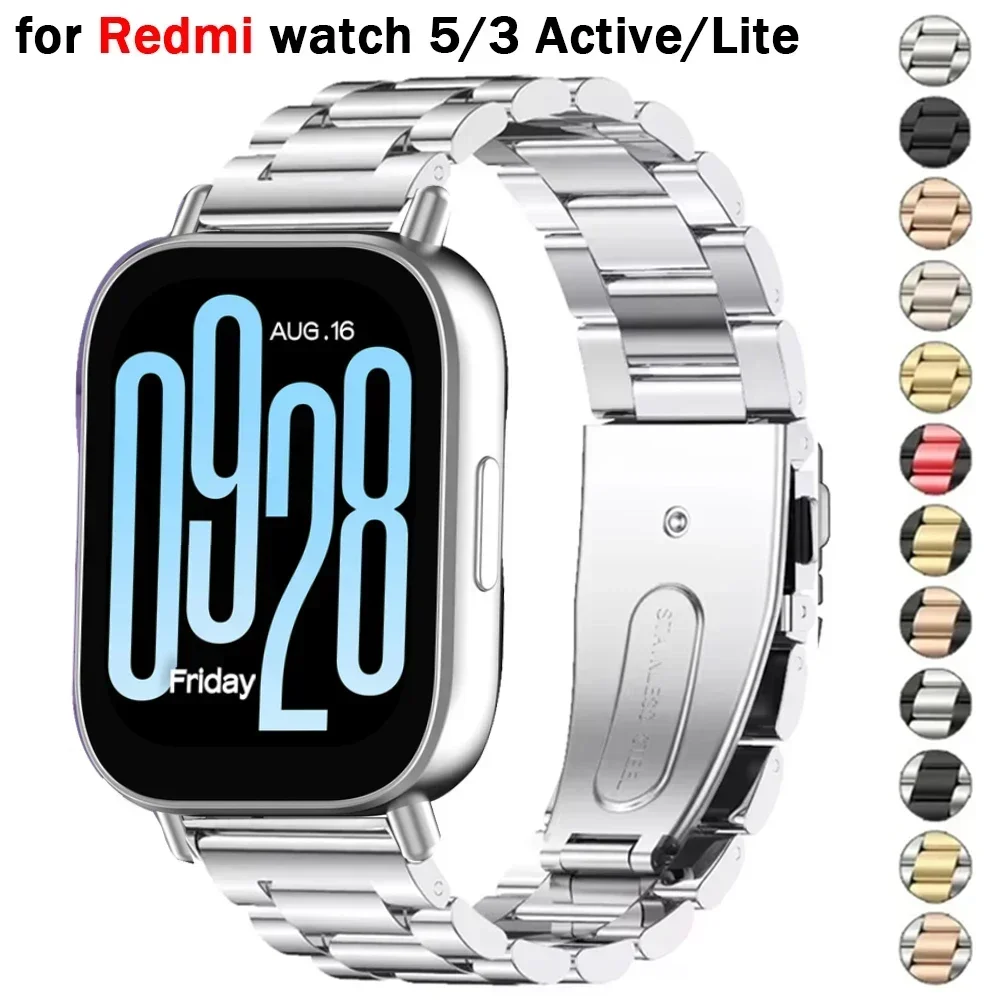 Redmi Watch 5 용 22mm 스테인레스 스틸 스트랩 Xiaomi Redmi Watch 3 Active 3 Lite 팔찌 팔찌 용 액티브 5 라이트 메탈 밴드