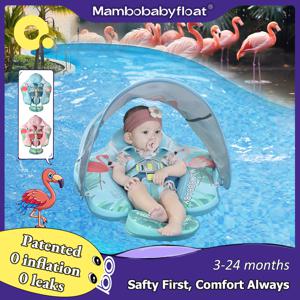 Mambobaby Float 피부 친화적 ST-Flamingo B503-146-W-Z 3-24개월 전세계 인증 안전 설계 햇빛 차양 캐노피 포함 아기 수영링 유아 풀 플로트 유아용 부력 링 튜브 물고리