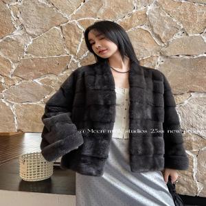 HDHOHR 2026 100% 리얼 밍크 퍼 코트 여성 패션 필수템 천연 밍크 퍼 코트 따뜻하고 두꺼운 겨울 아우터 밍크 퍼 재킷