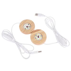 목재 데스크탑 장식 조명 라이트 베이스 야간 조명 나무 LED USB 디스플레이 라이트 디스플레이 스탠드 램프 홀더 램프 아트 장식품