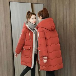 2025 겨울 여성 재킷 코트 롱 파카 여성용 다운 코튼 후드 오버코트 두꺼운 따뜻한 재킷 방풍 캐주얼 학생 코트
