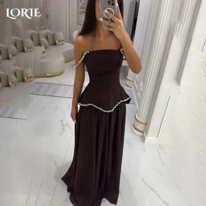 LORIE 반짝이는 인어 이브닝 드레스 오프 숄더 아플리케 쉬폰 프린세스 프롬 드레스 A라인 반짝이는 플리츠 파티 가운 맞춤 제작