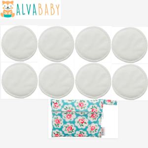 8개 재사용 가능한 대나무 수유 패드와 1개 미니 보관 천 가방 ALVABABY 세탁 가능한 수유 패드 통기성 좋은 엄마용