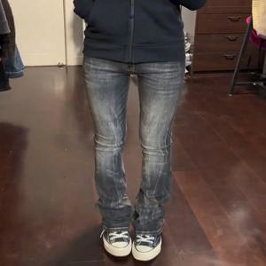 여성용 로우라이즈 청바지 플레어 데님 팬츠 블랙 아메리칸 레트로 부츠컷 청바지 한국 스키니 Y2K 일본 벨바텀 청바지 Y2K