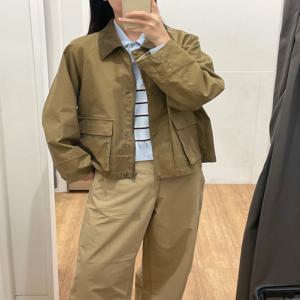 여성 캐주얼 바른 스타일 칼라 워크웨어 재킷 숏 코트 다용도 탑 지퍼 슬리브 롱 스프링 루즈핏 멀티 포켓