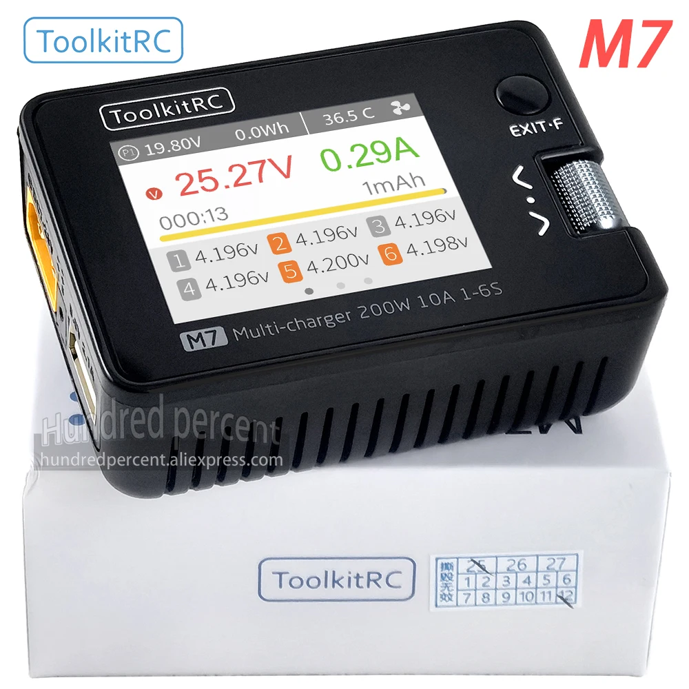 툴킷RC M7 충전기 지능형 방전 리튬 배터리 1S 2S 3S 4S 5S 6S 서버 ESC 수신기 감지 IPS 모델 장난감 액세서리