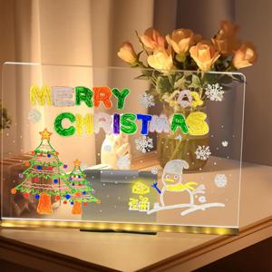 LED 노트 보드 12색 펜 포함 다채로운 DIY 야간 조명 아크릴 메시지 보드 재사용 가능한 발광 그림 메시지 램프 어린이 선물