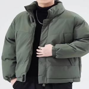 남성용 겨울 두꺼운 따뜻한 코튼 재킷 캐주얼 루즈핏 아우터웨어 패셔너블 스탠드 칼라 폴리에스터 섬유 젊은층 인기 상품