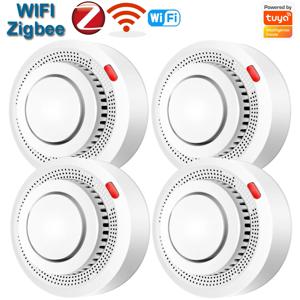 WiFi/Zigbee 연기 감지기 센서 화재 경보기는 Tuya Smart Life APP 정보 푸시 스마트 홈 보안 시스템과 함께 작동합니다.