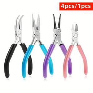 4개/1개 세트 보석용 펜치 도구 키트에는 바늘형 와이어 커터와 곡선형 노즈 펜치가 포함되어 있으며, 보석 구슬 공예 수리 용품입니다.