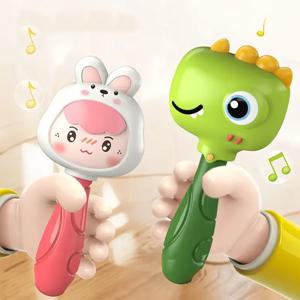 만화 캐릭터 딸랑이, 신생아 감각 자극 장난감, 안전한 씹는 놀이용 핸드벨, 크리스마스 & 생일 선물용 씹고 씹는 장난감 축제 선물