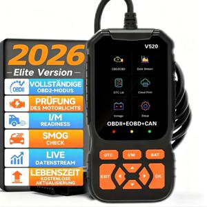 V520 전문가용 고급 Obdii/Eobd 자동차 진단 스캔 도구, 배터리 테스터, I/M 준비 상태 확인, 고장 코드 삭제기, 1996년 이후 모든 Obd II 프로토콜 차량에 적합, 배터리 필요 없음