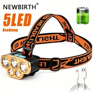 강력한 5 LED 헤드램프 USB 충전식 헤드램프 낚시 헤드 플래시라이트 방수 사냥 캠핑 야외 러닝 하이킹 라이트