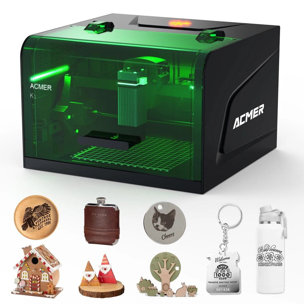 ACMER K1 미니 휴대용 레이저 조각기 CNC 머신 로고 마킹기 DIY 디자인 페인트 종이 가죽 나무 아크릴 유리