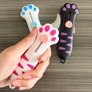 귀여운 고양이 발 모양 박스 커터 미니 휴대용 고양이 발톱 유틸리티 나이프 창의적인 수공예 장식용 커팅 도구 미술 용품