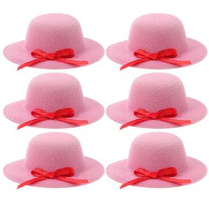 6Pcs 미니 Bowknot 미니어처 모자 DIY 공예 프로젝트를위한 섬세하고 가벼운 미니 모자 파티 웨딩 장식 액세서리