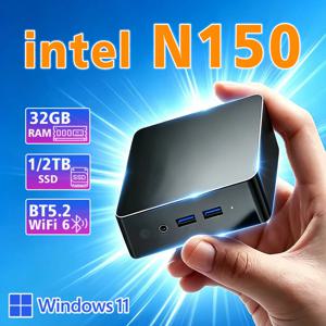 2026 신형 인텔 N150 휴대용 미니 PC 컴퓨터 윈도우 11 16GB/32GB DDR4 1/2TB SSD 게이밍 컴퓨터 WiFi 6 사무용 데스크탑
