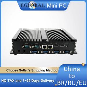 Eglobal 산업용 컴퓨터 팬리스 미니 PC, USB 마이크로 컴퓨터 구성 요소, 리눅스 4G 노트북 HDMI, Win10 코어 i7 i5 i3 2 랜, 6 * COM