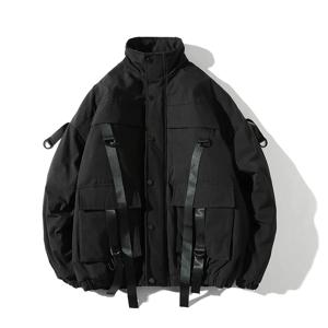 새로운 리본 포켓 겨울 자켓 남성 두꺼운 힙합 streetwear 파카 남성 코트 캐주얼 패딩 남성 자켓 남성 의류 미국 크기