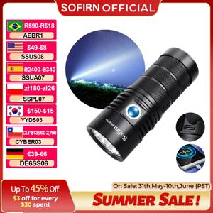 SOFIRN SP36 Pro 4*SST40 전구 EDC 강력한 Anduril 2.0 8000lm 랜턴 3*18650 5V/3A USB C 충전식 손전등 축광기5000k-6500k 450m 범위 IPX8 방수 후레쉬 충전식 토치 LED 작업등