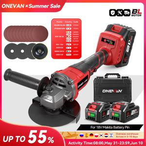 ONEVAN 125MM 브러시리스 전기 앵글 그라인더 2in1 연마기 3000W M14 커터 금속 목재 전동 공구 마키타 18V 배터리용