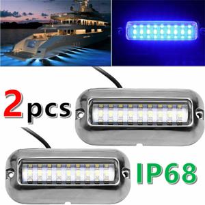2PCS 27LED 블루/화이트/레드 스테인레스 방수 조명 해양 보트 Transom & 블루 라이트 세일링 램프 50W에 대 한 수 중 폰툰