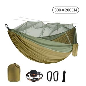 더블 모기장 해먹 300 × 200CM 플러스 사이즈 아웃도어 모기 방지 해먹 우산 천 나일론 롤오버 캠핑용, 해먹 모기장 해먹
